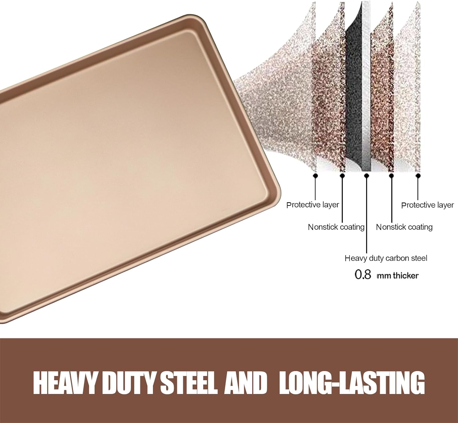 Nonstick Carbon Steel Baking Sheet Set by [Brand Name] - Heavy Duty 3-Pack | Large & Medium Sizes for Perfect Baking