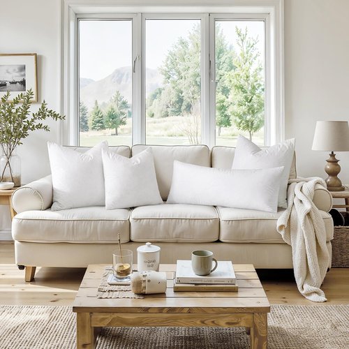 MIULEE Feather Pillow Insert 14x36, Decorative Down Feather Fluffy Throw Pillow Cotton Fabric for Living Room Sofa Bed