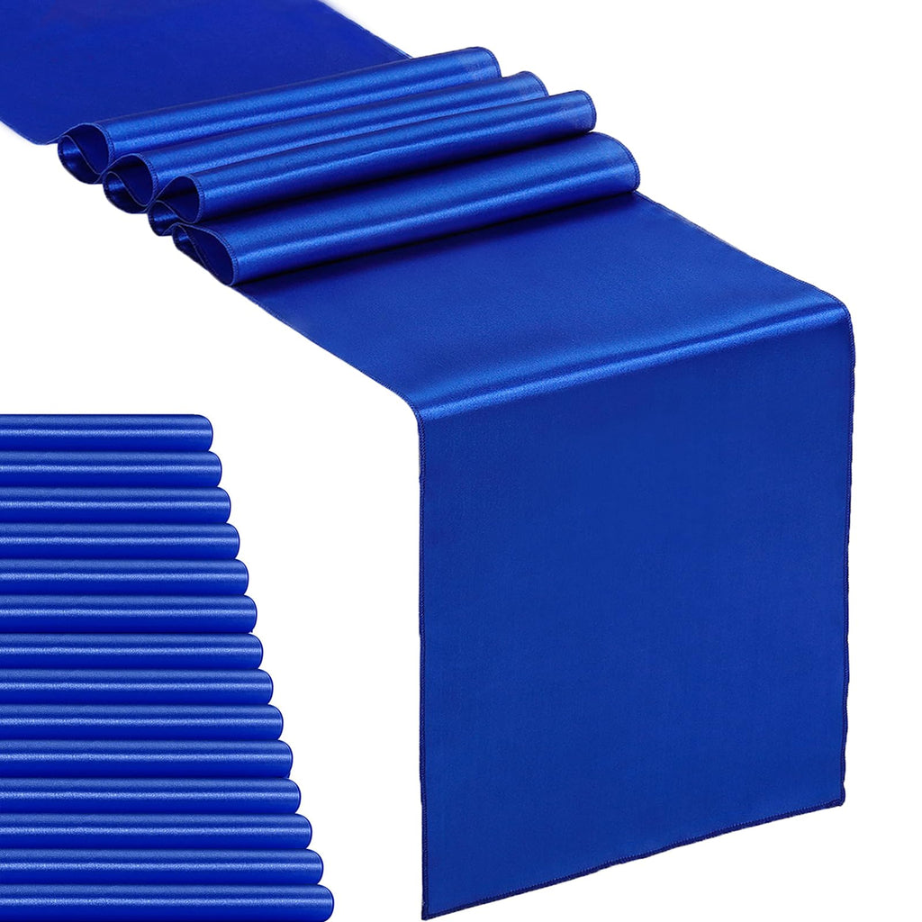 15-Pack Satin Table Runner Royal Blue 12 x 108 inches Long, Table Runners for Wedding, Birthday Parties, Banquets Decorations（15 Pack, 12x108 Inch, Royal Blue
