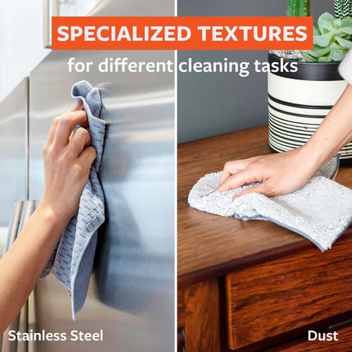 Full Circle Renew, Essential Cleaning Cloths, Ultra-Durable Recycled Microfiber, Variety Pack for Cleaning Glass, Grease, Stainless Steel, Bath & Tile, and Dust, Machine Washable - Set of 5