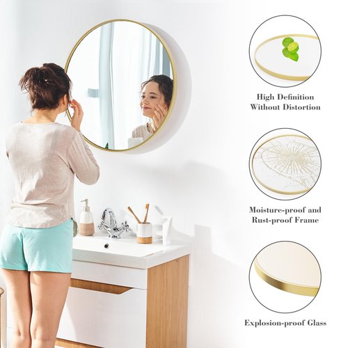 NEWBULIG Gold Round Wall Mirror 36 Inch, Bathroom Mirrors for Over Sink, Wall Decor for Bathroom, Entryway, Bedroom, Vanity