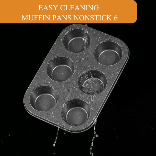 Walooza Muffin Cupcake Pan, Muffin Tins Nonstick 6, Muffin Top Cookie Cheese Cake Pan for Baking, Toast Oven Baking Supplies Small Cake Pans Muffin Cups Non Stick