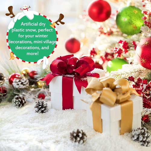 Hatisan 13 Ounces Fake Snow Decoration - Artificial Snow for Christmas & Crafts | Dry Plastic Snowflakes for Holiday Displays
