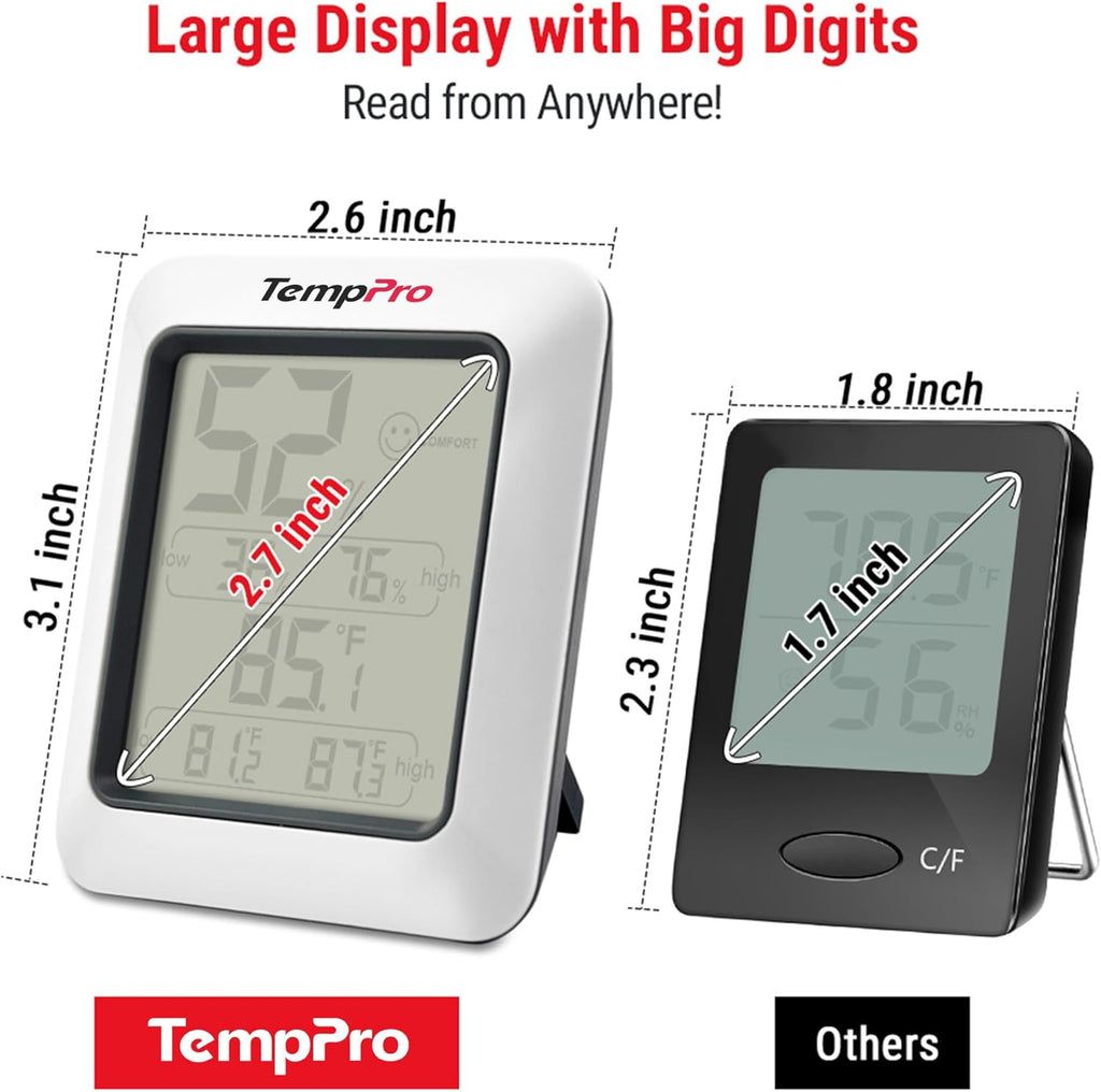 TempPro TP50 Digital Hygrometer - Accurate Indoor Thermometer & Humidity Gauge | 3-Piece Set