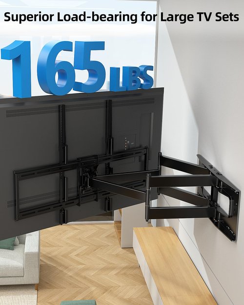 HCMOUNTING Full Motion TV Wall Mount for 60-100 Inch TVs, 30.3 Inch Long Arm, VESA 800x600 Compatible, Swivel and Tilt, Fits 16-24 Inch Studs, 165 lbs Heavy-Duty Bracket