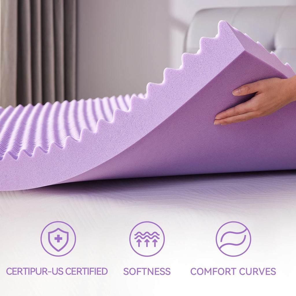 SINWEEK 2-Inch Egg Crate Memory Foam Mattress Topper - Twin Size, Soft Bed Pad for Back Pain Relief, CertiPUR-US Certified