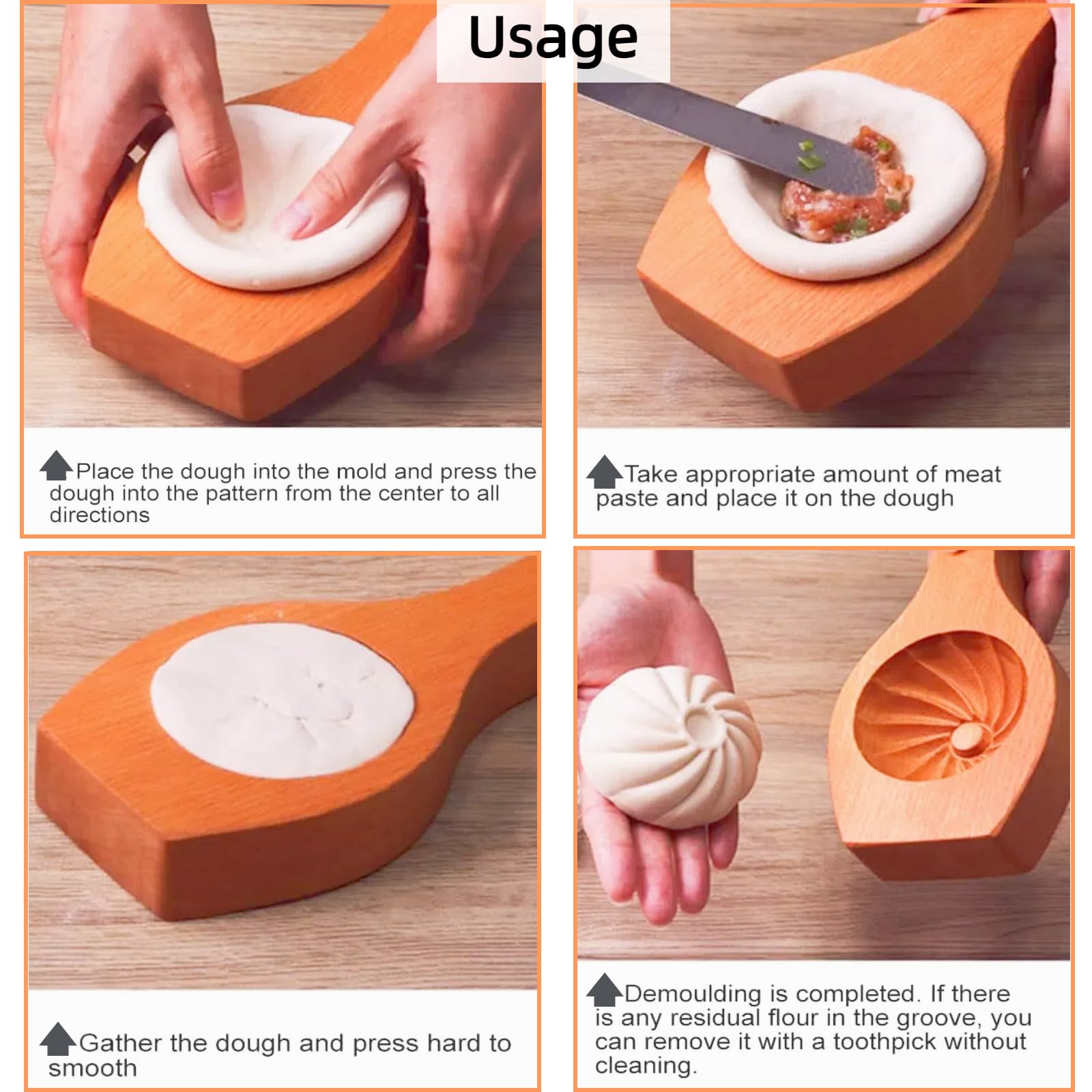 Bnrkmeb Wooden Bao Bun Maker,Baozi Maker Machine,Wooden Steam Bun Mold,This Kitchen Appliances And Gadgets Is the Best Gift for Asian Food Enthusiasts And Dumpling Maker (Steamed Bun A)