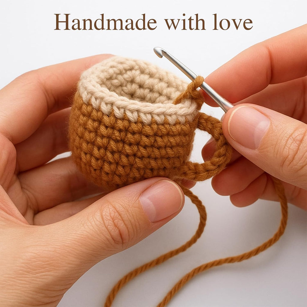 Positive Crochet Coffee Cup | Cute Desk Decor Gift for Coffee Lovers | Perfect for Him & Her