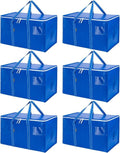 BALEINE Heavy-Duty Oversized Moving Bags - 6-Pack with Reinforced Handles for Clothes & Supplies | Royal Blue