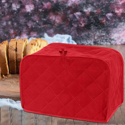 Toaster Cover 2 Slice, Two Slice Bread Machine Cover Quilted Toaster Covers Bread Maker Cover Universal Size Kitchen Appliance Cover Polyester and Cotton Quilted, Dust and Fingerprint Protection, Red
