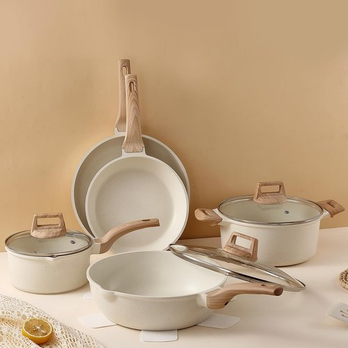 18 Pcs Pots and Pans Set for Kitchen, Nonstick Ceramic Cookware Set, Non Stick Induction Cookware Frying Pans & Saucepans