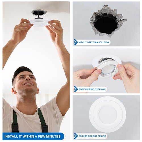 PATIKIL Metal Goof Trim Ring, 2 Pcs 6.69" OD 4.25" ID Circular Ceiling Light Trims Ring Recessed Light Cover Ring for Recessed Can Downlight, White