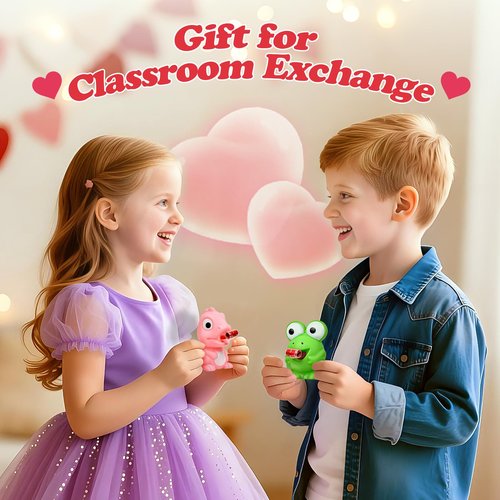 ShyLizard 24 Packs Valentine's Day Cards for Kids with Squeeze Animals Dinosaur Frog Toys, Valentines Day Gifts for Kids Sensory Fidget Toys Tongue Sticking Out, Classroom Exchange Prizes Party Favor