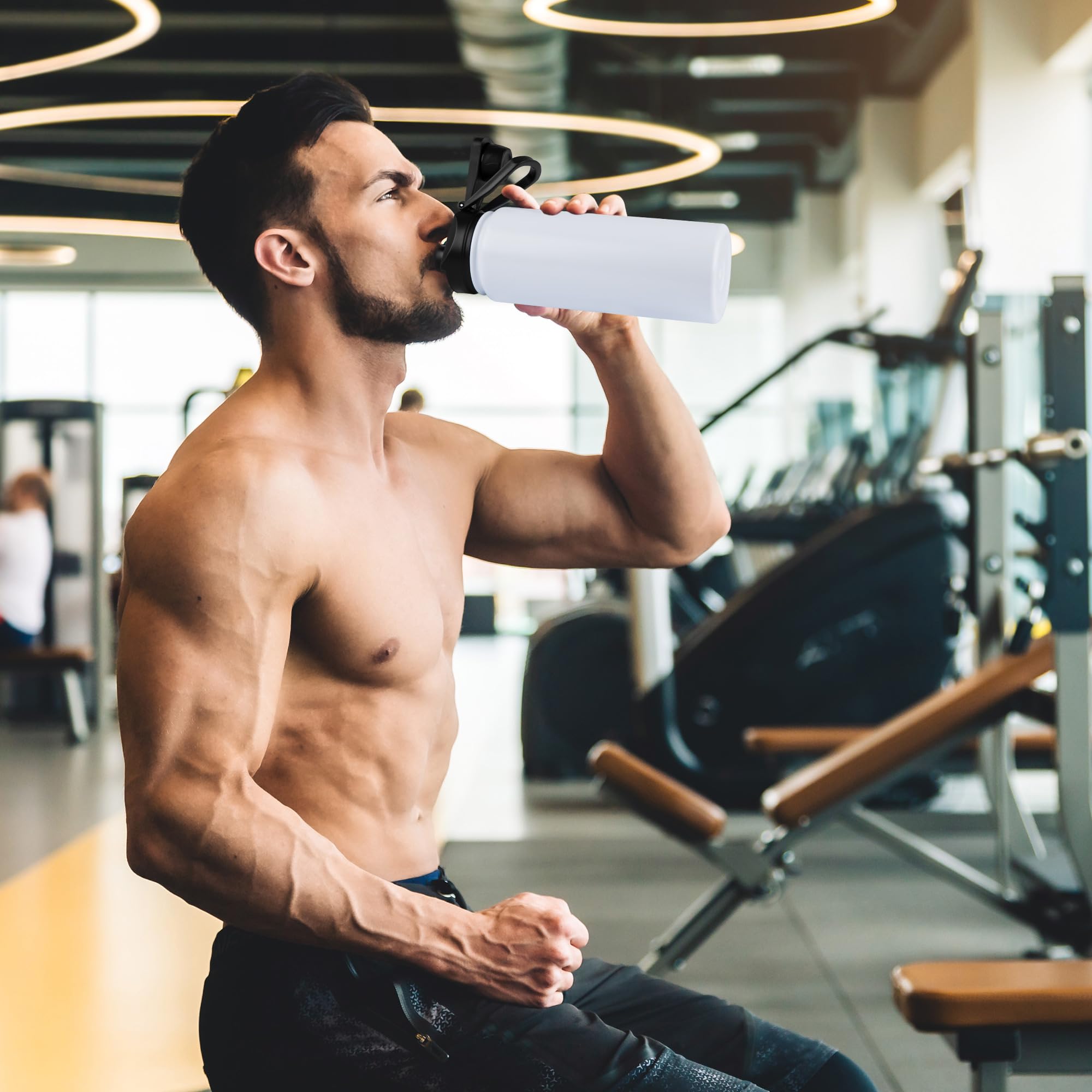 VEGOND 24oz Insulated Stainless Steel Water Bottle with Straw Lid, Double Wall Vacuum Insulated, Ideal for Hiking, Gym, Work, or Home Use, White 8 Pack
