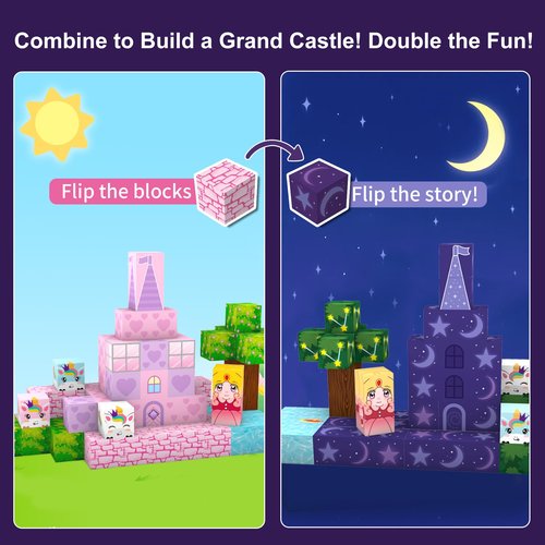 Magnetic Blocks Advent Calendar 2025 for Girls, 24 Days of Christmas Countdown with Princess Unicorn and Castle Building Kit, Xmas Gift Stocking Stuffers for Kids