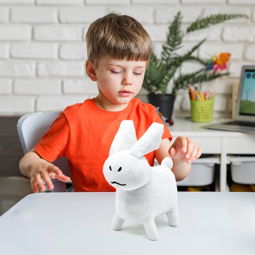 Adenzai White Gubby Rabbit Plush Toy – Soft Forsaken Gubby Plush Stuffed Animal, Cute Game Character Collectible Plushie Gift for Kids and Gamers (Rabbit White Gubby)