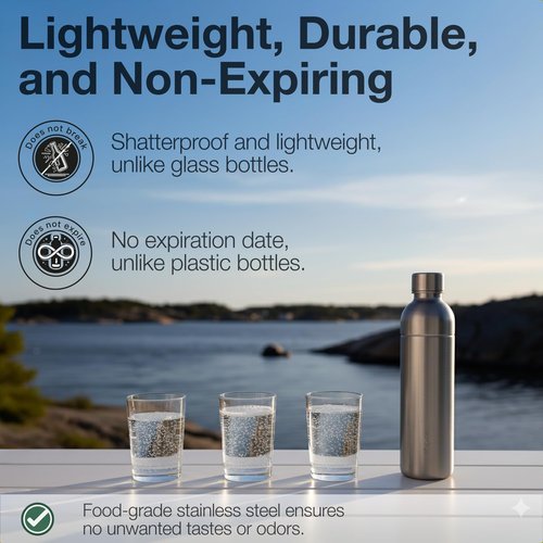 Nordiqo Premium 33 oz Stainless Steel Bottle | Compatible with Aarke Carbonator 3, SodaStream Duo & Plastic Bottle | No Expiry | Plastic-Free | 2x Steel