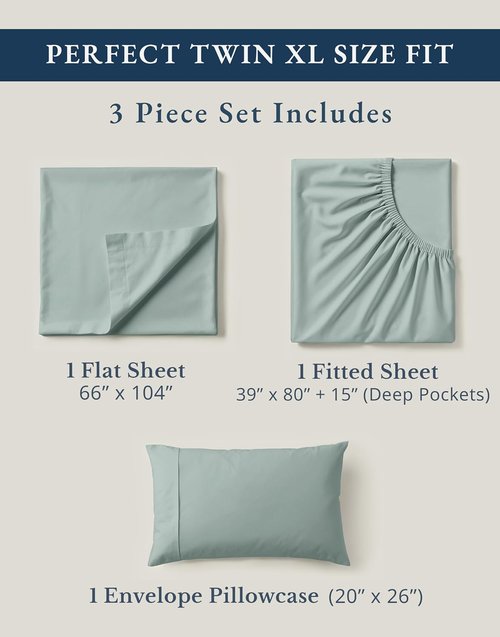 LANE LINEN 100% Organic Cotton Bed Sheets - Soft & Comfy Extra Long Twin XL | Machine Washable French Blue