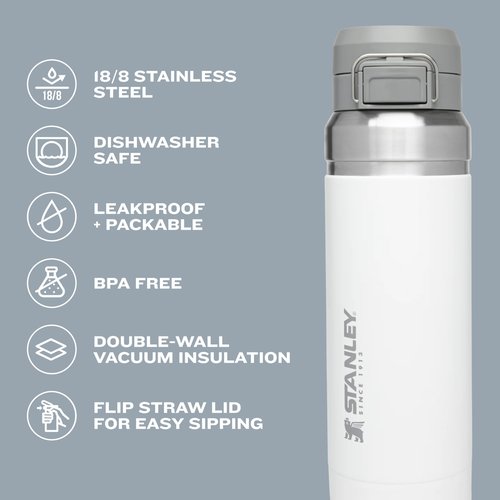 Stanley Quick Flip GO Water Bottle 24 oz | Push Button Lid | Leakproof and Packable for Travel and Sports | Insulated Stainless Steel | BPA-Free | Mist
