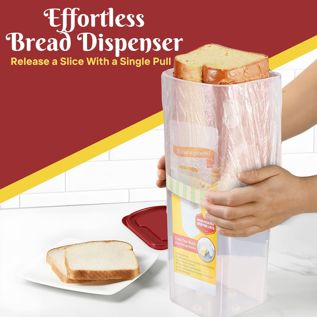 Flexzion 2 Pack Bread Containers Storage Airtight Loaf - Clear Bread Box for Kitchen Countertop BPA-Free Bread Loaf Storage Container Space-Saving & Durable Plastic Bread Container & Dispenser, Red