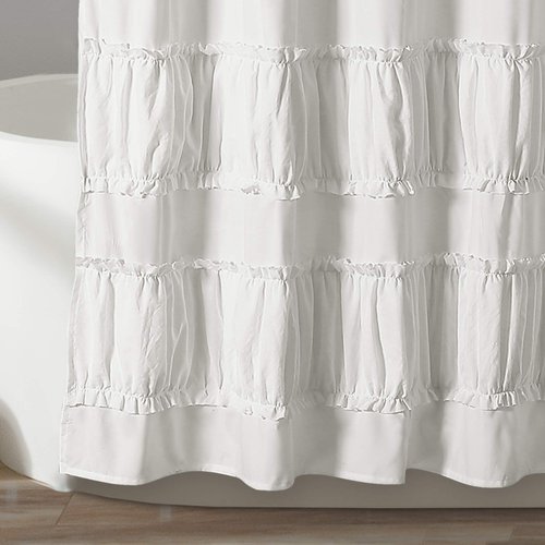 Lush Decor Nova Ruffle Shower Curtain, 72" x 72", White