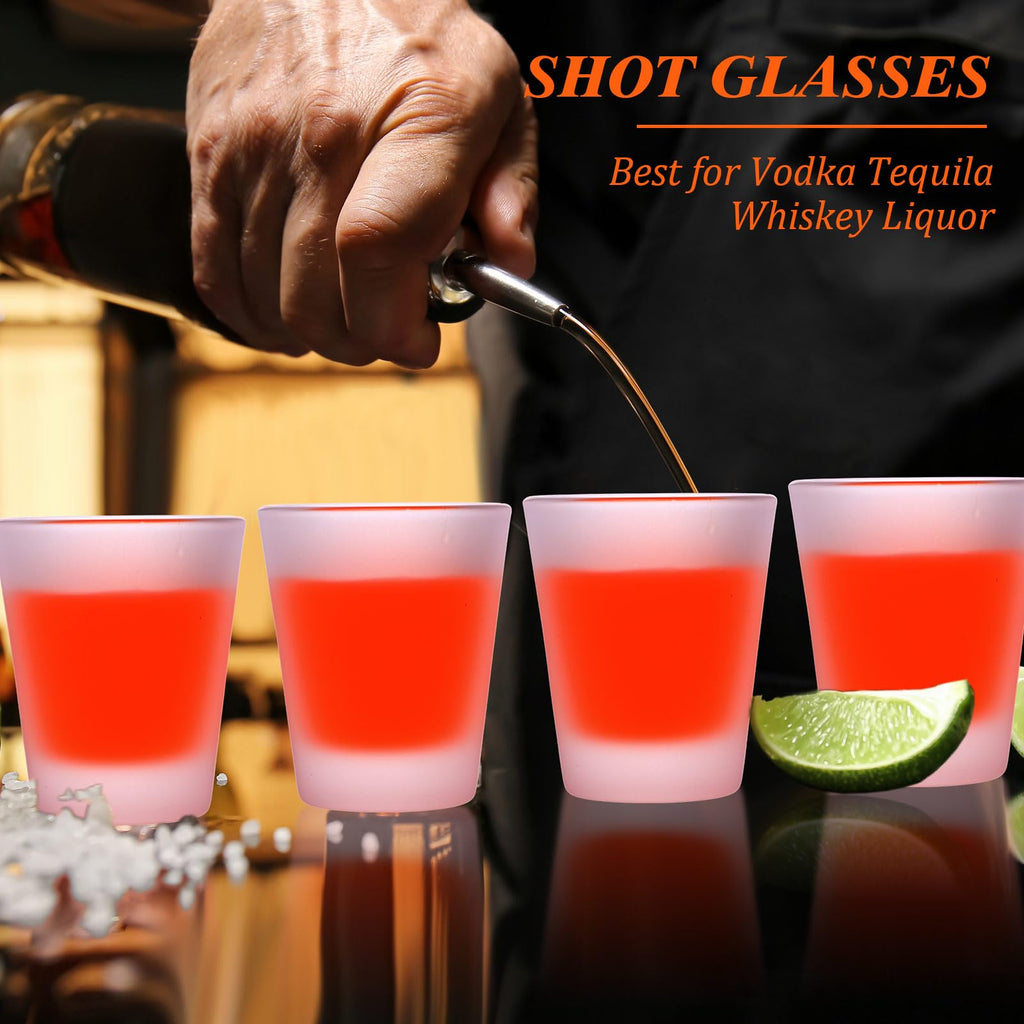 Roshtia 12 Pack Sublimation Frosted Shot Glass with Heavy Base 1.5 oz Sublimation Blanks Cups Cute Shot Glass Tumbler Bulk for Heat Press Personalized Gift Wedding Party