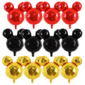 Vuzvuv 12pcs 24 Inches Mouse Head Foil Balloons, Black Red Gold Mouse Shaped Balloon for Birthday Party, Baby Shower,Theme Party Decoration,Graduation Party Supplies