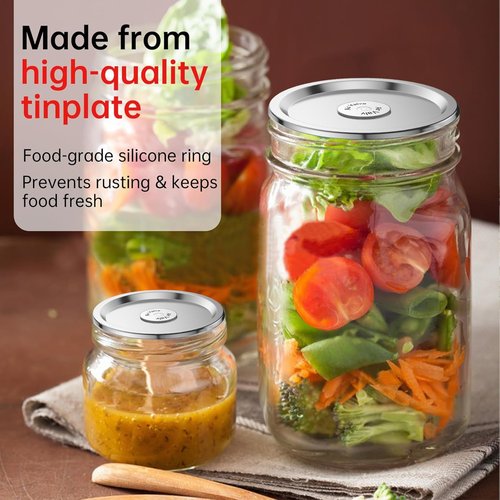24Pcs- Wide Mouth Canning Lids for Ball, Kerr Jars - Split-Type Metal Mason Jar Lids for Canning - Food Grade Material, 100% Fit & Airtight for Wide Mouth Jars