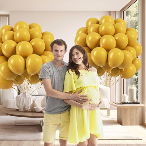Mustard Yellow Balloons - 12-Inch Latex Party Balloons | 50-Pack for Fall, Thanksgiving & Baby Showers