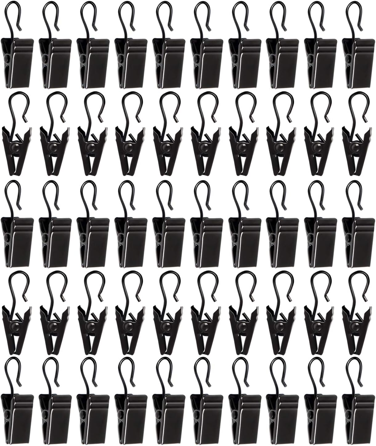 Skiennix 50pcs Stainless Steel Curtain Clip Hooks - Durable Bulldog Clips for Home Decor & Camping