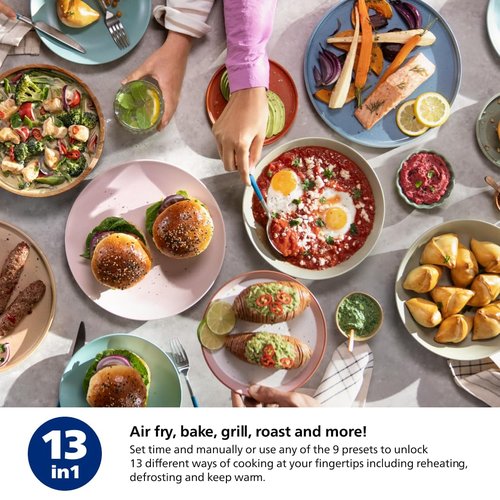 Philips 2000 Series Airfryer - RapidAir Technology, 13-in-1 Ways to Cook, 4.4QT Capacity, Healthier Meals Up to 90% Less Fat, Easy to Clean, Dishwasher Safe, Touchscreen Control, HomeID App (NA221/00)