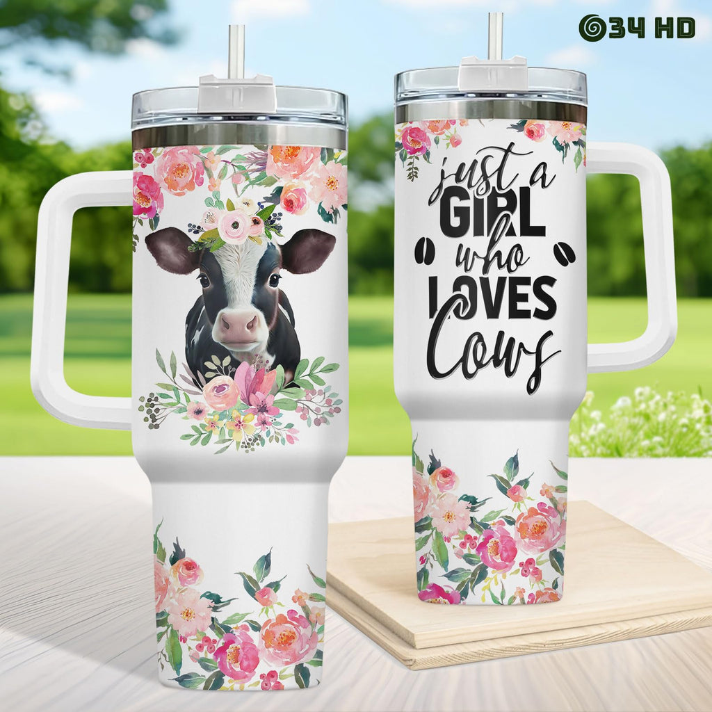 34HD Sloths Tumbler 40oz with Handle and Straw, Just A Girl Who Loves Sloth Vacuum Insulated Travel Coffee Mug, Special Gifts for Her on Mother's Day - Birthday Present to Mom, Girls & Women