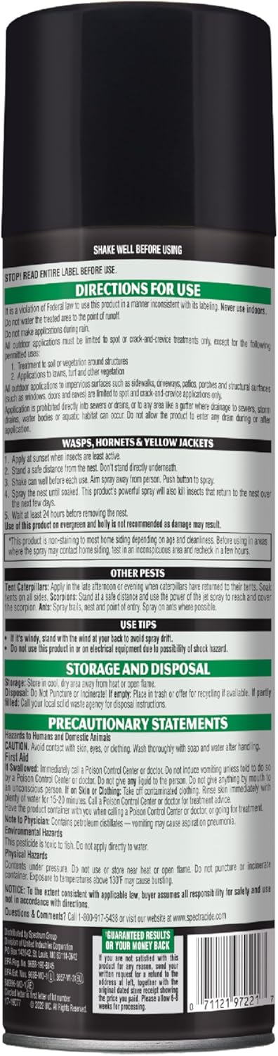 Spectracide Wasp & Hornet Killer Aerosol - Instant Kill for Wasps, Hornets & Yellow Jackets | 12 Pack