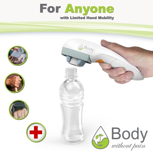 Electric Bottle Opener for Seniors - Automatic Solution for Easy Opening of Water Bottles. Ideal for Weak Hands or Those with Arthritis. Perfect for Soda, Milk, Juice. Battery Powered.