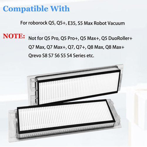 Filter for Roborock Q5, Q5+, E35, S5 Max Robot Vacuum Cleaner Replacement Parts, 4 Pcs