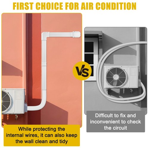 Windspeed Mini Split Line Set Cover 3" 10Ft AC Line Pipe Duct Cover for Outside Units Mini Split Wall , Air Central Conditioner, HAVC and Heat Pumps