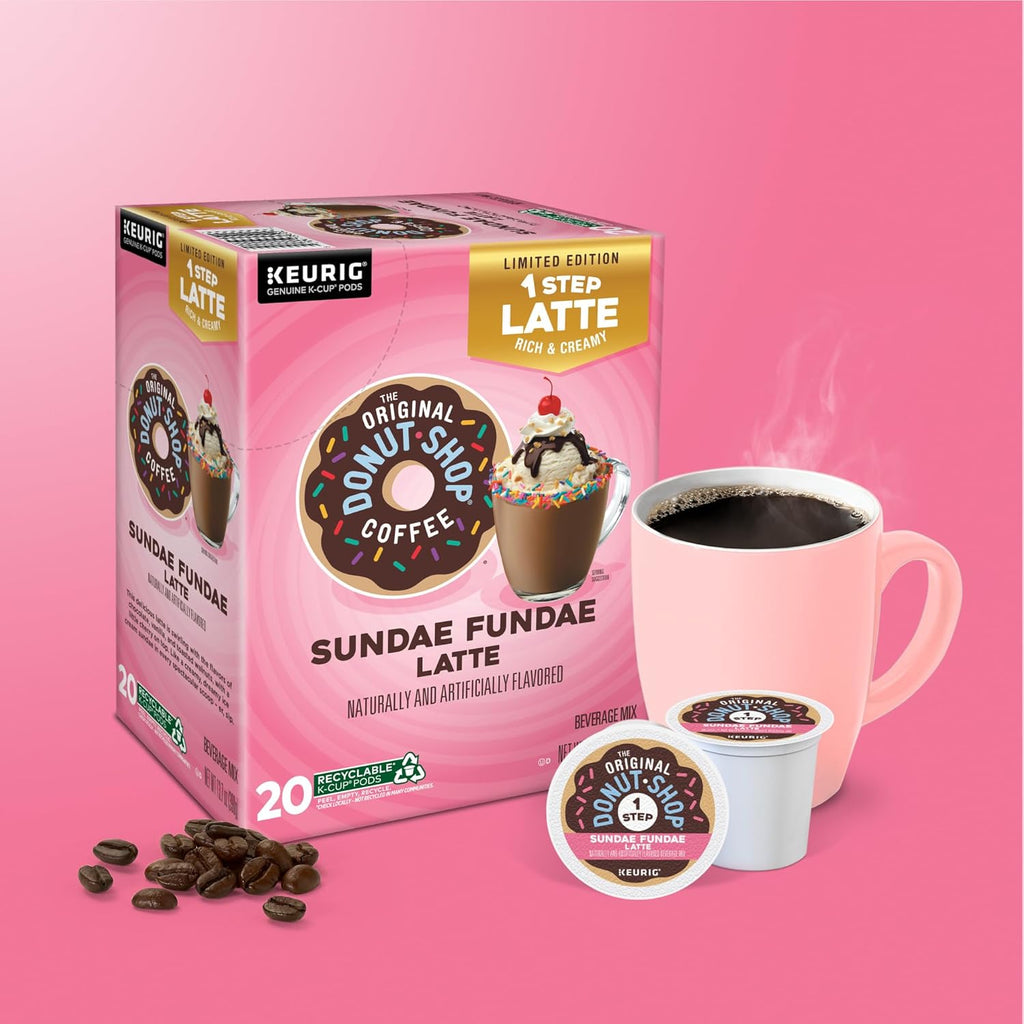 Original Donut Shop K-Cup Pods - Sundae Fundae One-Step Latte, 20 Count for Keurig Machines