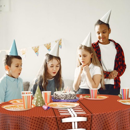Oudain 3 Pcs Rugby Round Tablecloths, 84 Inches, PET Plastic, Disposable, Party Table Cover, Circle Tablecloth for Sports Themed Events