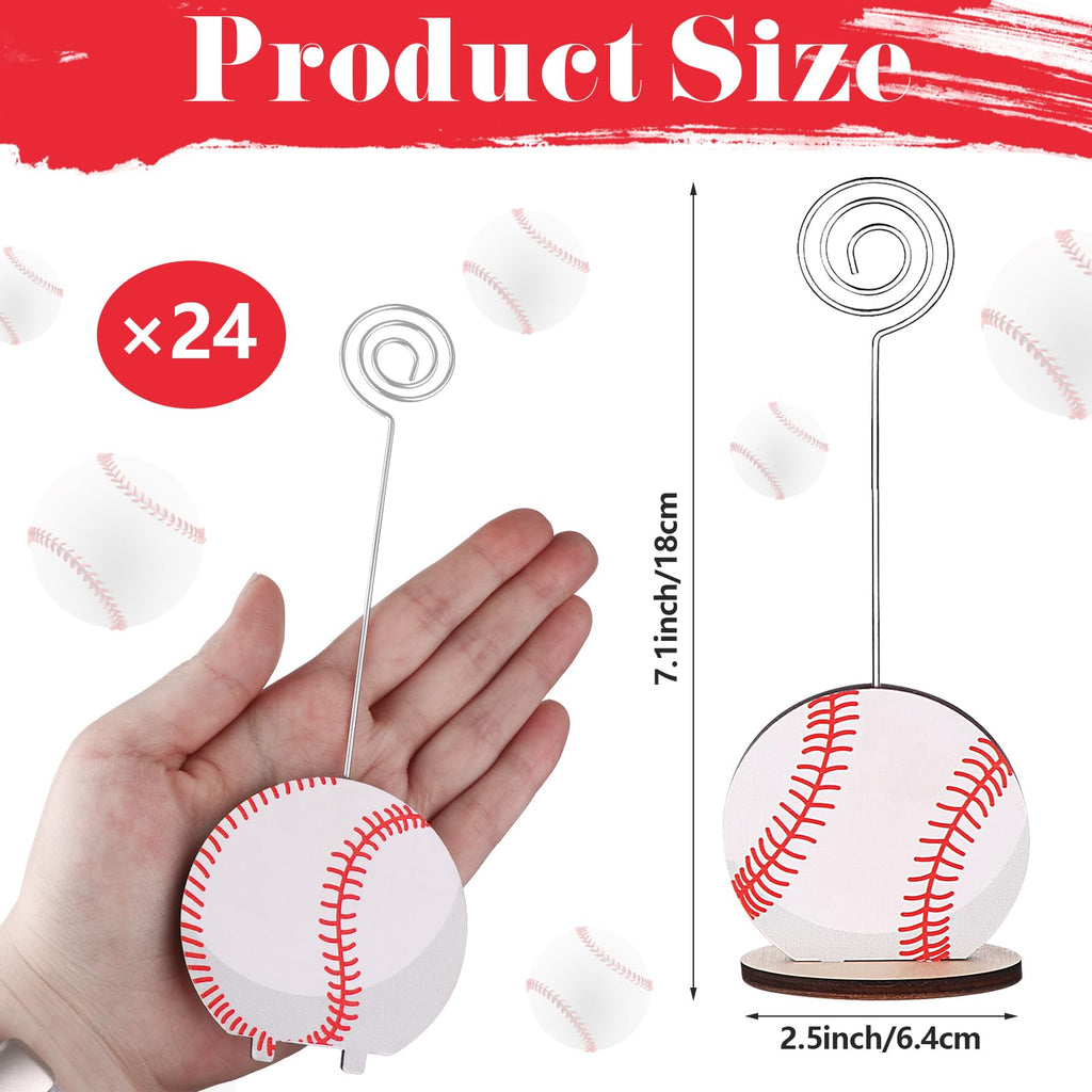 LIUBUJINGYING 24 Pcs Sports Ball Base Memo Clips Baseball Shaped Metal Wire Table Number Holders Baseball Card Holder Round Place Card Stands for Picture Note Card Menu Wedding Party Office