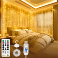 HXWEIYE 300LED Fairy Twinkle String Lights - 9.8x9.8Ft USB Curtain Lights with Remote & Timer | Warm White