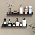 Wisfame Floating Shelves - Modern Wall-Mounted Metal Shelf Set of 2 for Living Room, Bedroom & Kitchen | 15.7in Black
