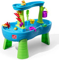 Step2 Rain Showers Splash Pond Water Table - Kids Sensory Playset with 13 Accessories | Outdoor Fun for Toddlers 1.5+ Years, Blue & Green