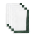 Solino Home Linen Cloth Napkins Set of 4-100% Pure Linen Forest Green and White Dinner Napkins 20 x 20 Inch - Classic, Handcrafted and Machine Washable