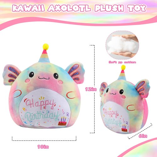 AWNOGKUE Stuffed Animal Axolotl Plush Toys 12 Inch Soft Unicorn Plushies Pillow Cute Rainbow Plushies Room Decoration Birthday Gifts for Kids Toddlers Girls and Boys (Axolotl)