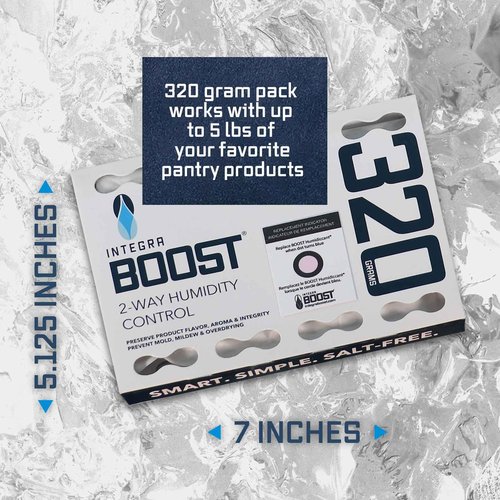 Integra Boost 72% RH, 2 Way Humidity Control Packs – 320g Size for Storing 5 lb – Pack of 1 | Moisture Absorbers for Small Jars & Containers – Humidifier Packs for Herbs, Spices & Food Storage