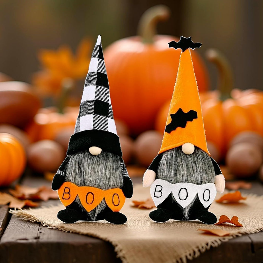 Skiennix Halloween Gnomes Decoration - 10.6'' Plush Boo & Bat Figures for Cute Home Decor | Perfect for Parties & Gifts