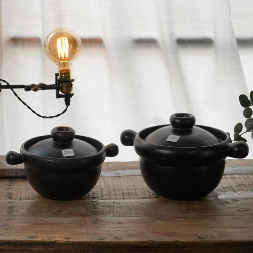 Banko Ware Rice Pot -Ground Product Series- Double Lid, Fluffy Rice, Donabe clay pot for, Microwave and Oven Safe, with English Manual, Made in Japan (1-2 servings)