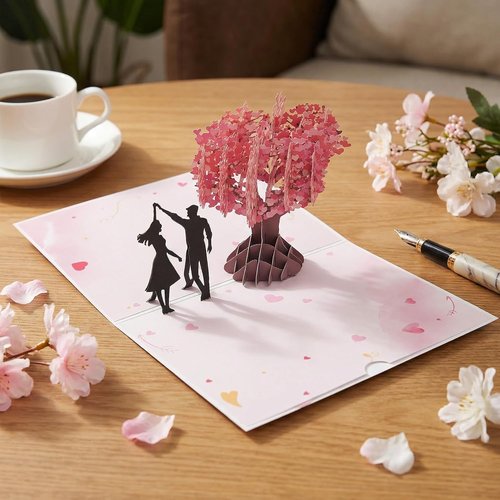 TOSKFJ Romantic 3D Pop Up Love Tree Hearts Card - Ideal Gift for Couple, Wife, Husband, Her & Him | Perfect for Wedding, Anniversary, Valentine's Day, Romantic Birthday, Mother's Day
