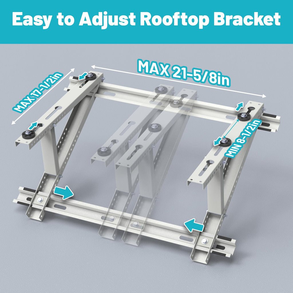 Chiligent Rooftop Mini Split Mount Bracket 9,000 to 24,000 BTU, Heavy Duty Adjustable Roof Support Bracket for Ductless Mini Split Air Conditioner, Condenser, Heat Pump, Support up to 330 Lbs