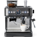 Chefman Crema Deluxe Espresso Machine - Double Boiler & Milk Frother for Simultaneous Brewing | Professional Coffee Maker with Grinder & 30 Grind Settings